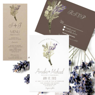 Lavender Watercolor Eco Friendly Bouquet Wedding Invitation