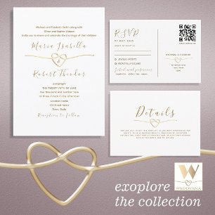  Dual-Function Gold Wedding RSVP Card with QR Code