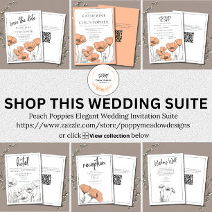 Peach Poppies Modern Elegant Floral Wedding Save The Date
