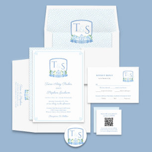 Elegant Blue And White Wedding Meal Choice RSVP Enclosure Card