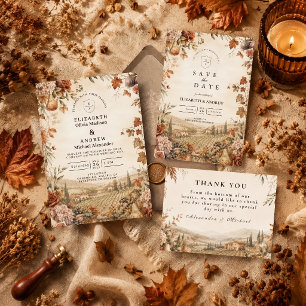 Whimsical Boho Autumn Wedding Thank You Card