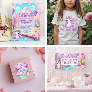 Pink Magical Cute Sparkling Unicorn Birthday Girl T-Shirt