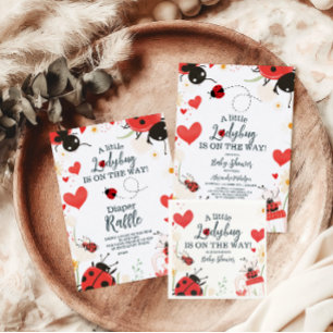 Little Ladybug Girl Baby Shower Diapper Raffle Enclosure Card