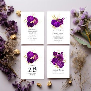 Vintage Purple and Gold Floral Rehearsal Dinner Invitation