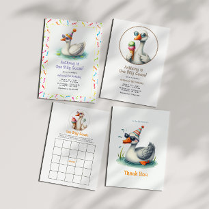 One Silly Goose First Birthday Party Acrylic Invitations