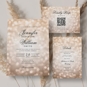 Elegant Wedding Bokeh Lights Romantic Rose Gold  Invitation