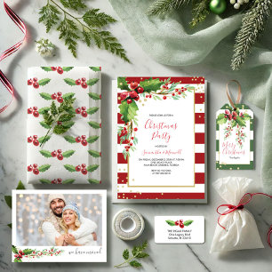 Christmas Function Invitation - Red Stripes