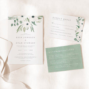 Anemones Sage & Eucalyptus Wedding Table   Place Card