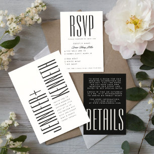 Ultra Modern Simple Minimalist Black White Wedding Menu