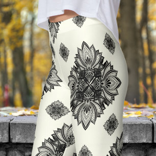 Gorgeous Blue Sky Mandela Pattern Leggings