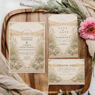 Soft Neutral Desert Florals Wedding RSVP Card