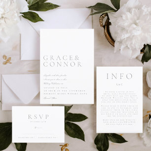 Simple Minimal Light Elegant Modern Style Details RSVP Card