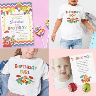 Colourful Sweet Fun Candy Theme Birthday Party Classic Round Sticker