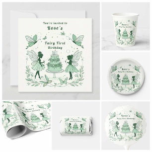 Enchanted Green Fairy First Birthday - Wrapping Paper