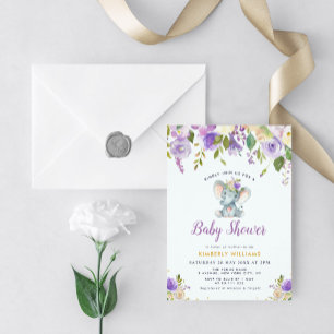 baby elephant purple floral books for baby card