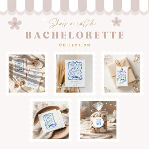 Blue Bow Tropical Bachelorette Celebration Napkin