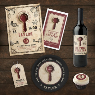 Cool Retro Vintage Burgundy Escape Room Adventure Napkin