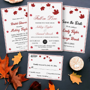 Elegant Rustic Fall Leaves Romantic Fall Wedding Invitation