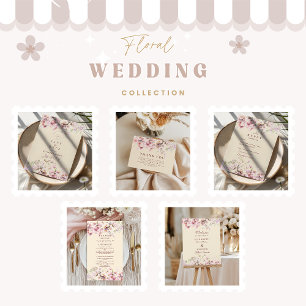 Blush Floral Garden Wedding RSVP Card