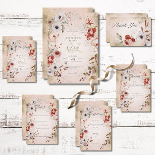 Romantic Rose Pink Gold Floral Save the Date Card