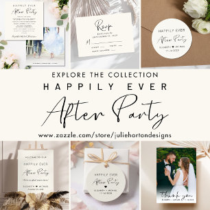 Happily Ever After QR Code Cream Wedding Reception All In One Invitation