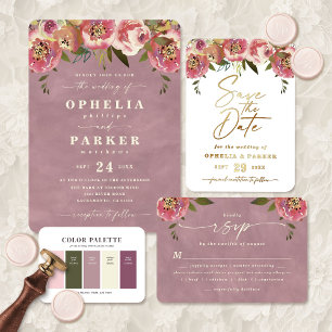 Ophelia Floral Cottagecore Photo Wedding Invitation
