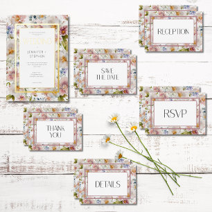 Rustic Pastel April Watercolor Floral Wedding Save The Date