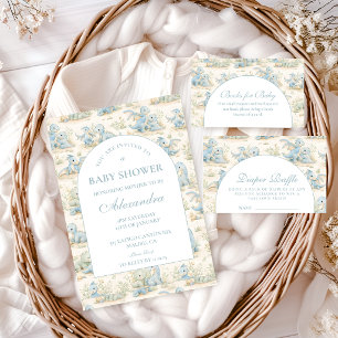 Blue Dinosaur Storybook Baby Shower Invitation