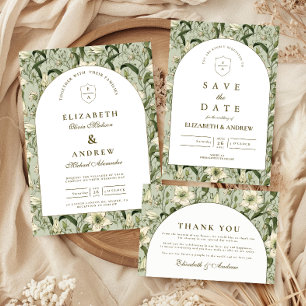 Sage Botanical Arch Elegant Wedding Invitation