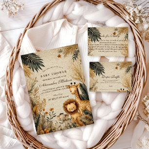 Neutral Safari Woodland Baby Shower Invitation