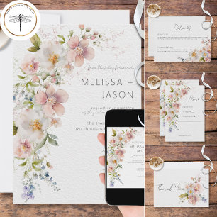 Pastel Floral Modern Wedding RSVP Card
