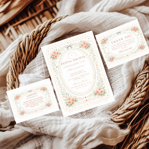 Elegant Folk Floral Bridal Shower Invitation