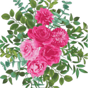 Bright Pink Wedding Roses Floral Modern Invitation