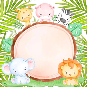Safari Jungle Cartoon Animal Baby Shower  Invitation