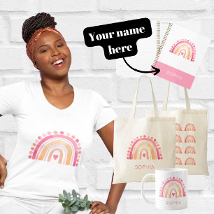 Rainbow, pink boho watercolor Throw Pillow Baby Bodysuit