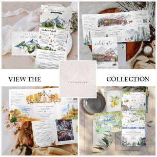Rustic Forest Waterfall Wedding   Save the Date Tri-Fold Invitation