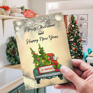 Merry Christmas Framed Winter Wheath Greeting Holiday Card