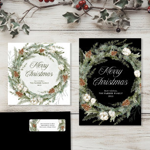 Black Elegant Wreath   Merry Christmas Gold