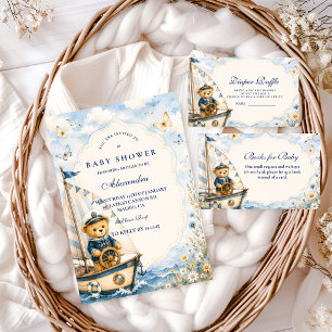 Whimsical Sailor Bear Diaper Raffle Enclosure Card