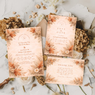 Warm Floral Fall Wedding Invitation