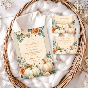 Rustic Pumpkin Floral Baby Shower Invitation