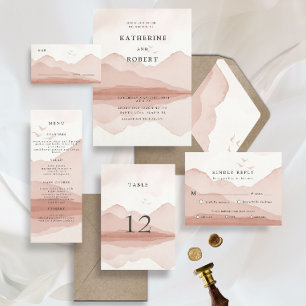 Mountain Range Blush Destination Wedding Invitation