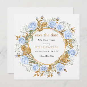 Gold-Kissed Blue Rose Bridal Paper Cups