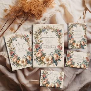 Botanical Bliss Wildflowers Art Nouveau Wedding All In One Invitation