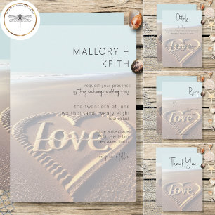 Modern Beach with Heart Vellum Style Wedding RSVP Card