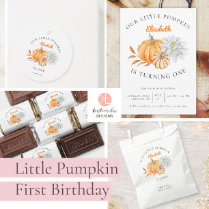 Our Little Pumpkin 1st Birthday Floral Fall Autumn Invitation