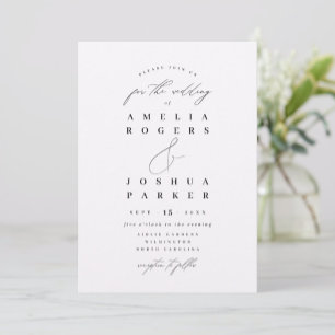 Minimalist Modern Calligraphy Wedding Black Invitation