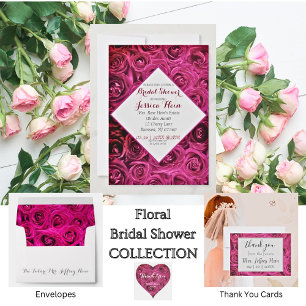 Bridal Shower Pink Roses Invitations
