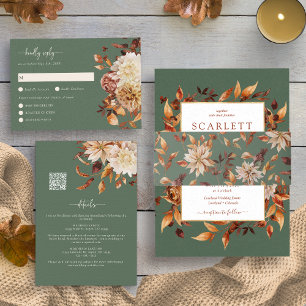 Elegant Sage Autumn Wedding Invitation