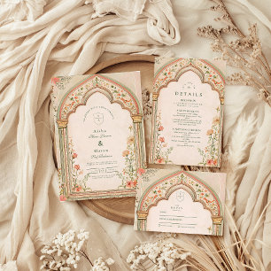 Vintage Elegant Floral Islamic Wedding Enclosure Card